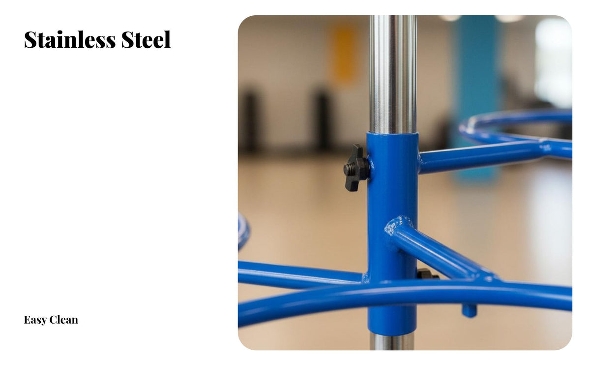 Stainless Steel Frame Exercise Ball Storage Rack Detachable Exercise Ball Stand Heavy Duty Construction Rust-Resistant for Personal Trainers, Studio Owners, Fitness Club, Physical Rehabilitation Healthcare Facility