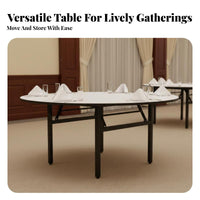 Large Round Folding Table Foldable Design Round Folding Table Space-Saving for Restaurant Owners, Hotel Managers, Restaurants, Banquets, Indoor Events