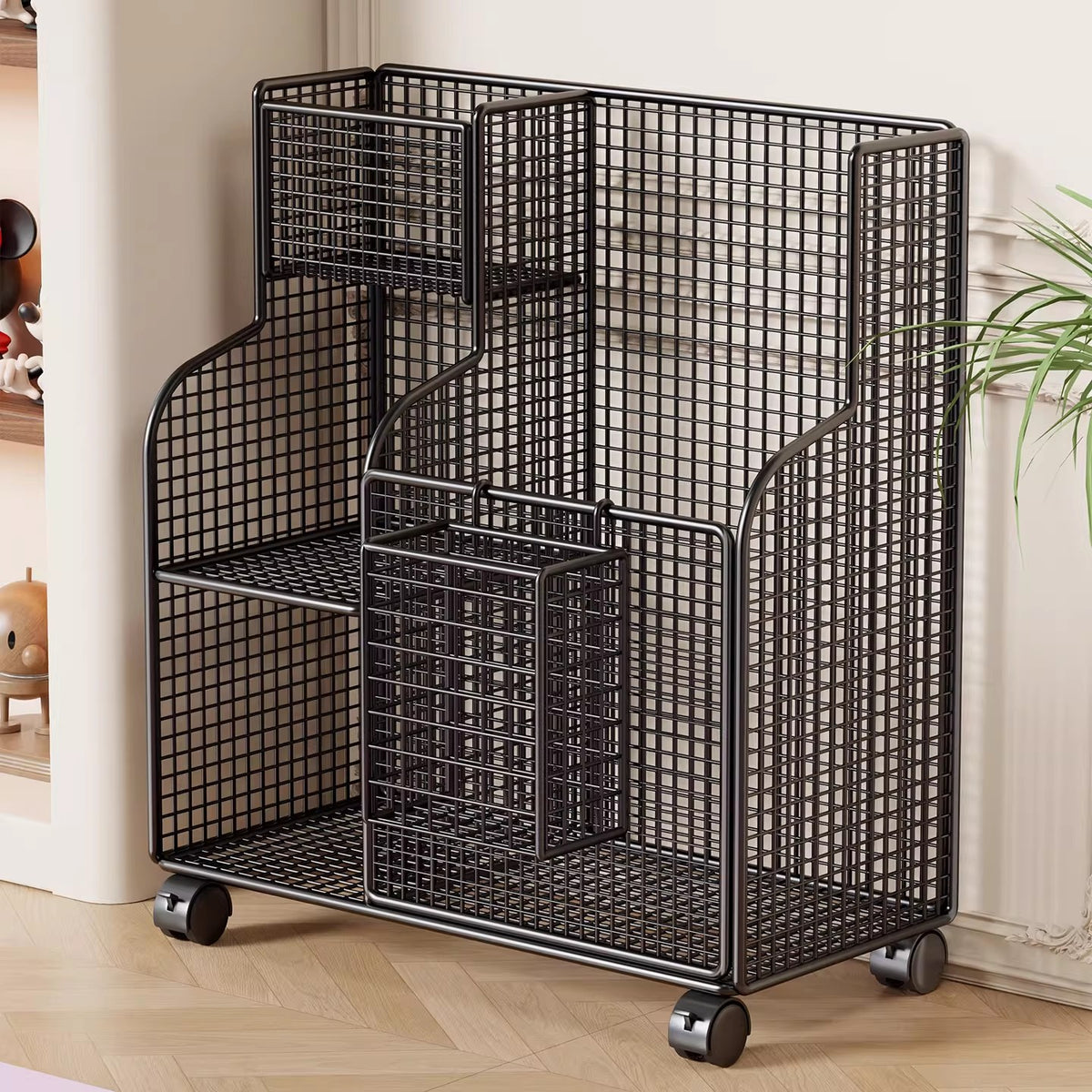 Large Capacity Mobile Fitness Equipment Storage Rack with Wheels