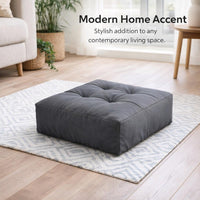 Tufted Floor Cushion, Large Seat Cushion, Living Room Pouffe Cushion, Japanese Floor Pillow, Meditation Cushion, Silk Flower Material