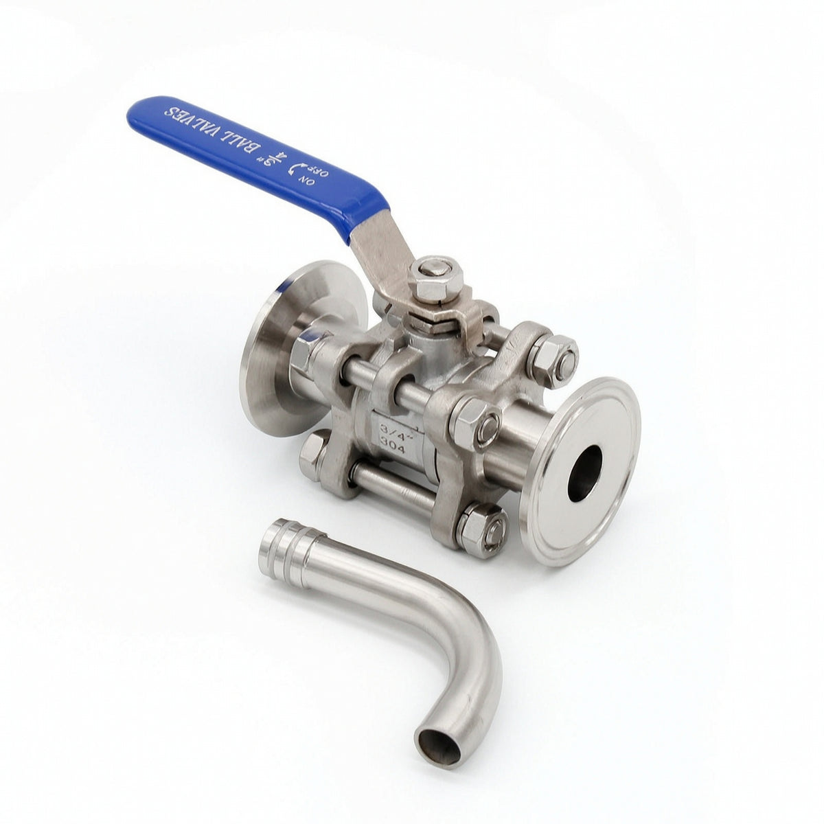 1.5 Inch Ball Valve with Rotating Arm Smooth Rotation Sampling Valve with Tri-Clamp End Long-Lasting Pickup Tube Corrosion-Resistant for Brewing Kettles
