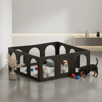 12 Pieces Freestanding Modular Pet Playpen Indoor Pet Fence with Door Clear Small Animal Pen Lightweight for Young Canines, Rabbits, Living Room, Apartment, Bedroom