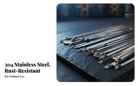 100 Pieces Stainless Steel Cord Tie Rust Resistant Stainless Steel Cord Ties Automatic-Locking Metal Ties Rust Resistant Metal