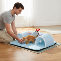 Feline Tunnel Bed Breathable Foldable Pet Tunnel Bed Soft Cushion