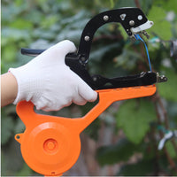 Orange Plastic Body Manual Vine Tie Tool Trigger Handle Handheld Tape Tie Tool Clamp Style Plant Tying Tape Machine Spool Housing for Orchard Work, Gardening