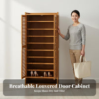 Multi-Tier Shoe Storage Cabinet Space-Saving Bamboo Footwear Storage Unit Large Capacity for Apartment Dwellers, Homeowners, Hallway, Bedroom