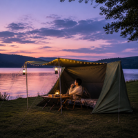 Tarp, Bonfire, Camping Gear, 210D Oxford Fabric, Silver Coating, 5000mm Waterproof, Lightweight, Sun Shade