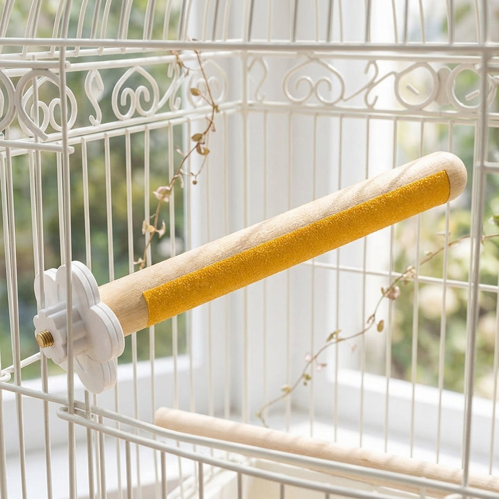U-Shaped Wooden Perch for Bird Cages, Sand Grinding Parrot Perch for Beak Maintenance, Wooden Avian Budgie Cockatiel Lovebird Accessory