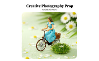 1:64 Scale Cyclist Figure Photography Prop Miniature Female on Two-Wheeler Tiny Two-Wheeler Cyclist Model Highly Detailed