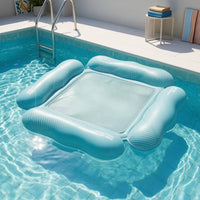 Dotted Pattern Mesh Seat Lounger Square Shape Floating Lounger Light Blue Recreation Gear Portable
