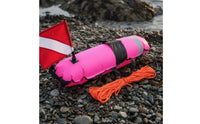 High Visibility Inflatable Spearfishing Buoy Reflective Strip Torpedo Buoy Diver Flag Long-Lasting Nylon Freediving Indicator Buoy Lightweight for Spearfishermen, Freedivers, Divers