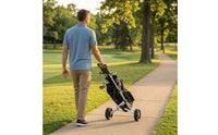 Lightweight Golf Bag Push Cart Easy Folding Two-Wheel Golf Cart Quick Fold Trolley Smooth Rolling for Course