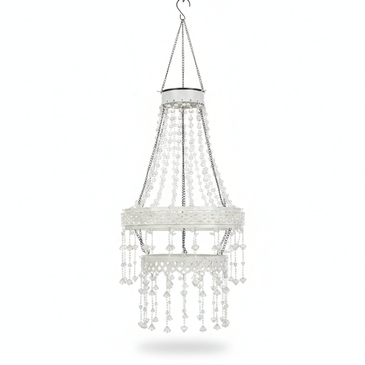 Waterproof Beaded Tassel Pendant Light Automatic Dusk to Dawn Chandelier Style Solar Light Frost-Proof Solar Chandelier Weather Resistant
