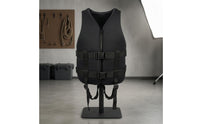 Black Neoprene Life Vest Plastic Buckles Zip Front Life Vest Textured Finish Personal Flotation Device Sturdy Materials for Adults