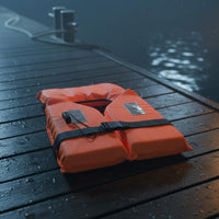 Reflective Strips Adult Foam Life Vest Adjustable Straps Orange Safety Vest with Whistle Rescue Life Jacket for Adults, Boaters, Boating, Kayaking, Fishing