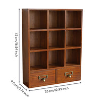 Wooden Desktop Organizer with Drawers Warm Brown Desktop Organizer with Drawers Retro for Vanity