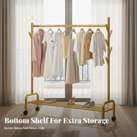 Space-Saving Design Freestanding Clothes Rack Easy Assembly Bedroom Clothes Stand Multi-Functional Metal Clothing Organizer Sturdy Construction for Renters, Homeowners, Students, Apartment, Cloakroom, Dorm Room, Entryway