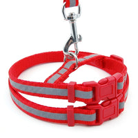 Cat Harness and Leash Set, H-Shaped Harness Leash with Chest Strap, Reflective Outdoor Walking Training Gear, Adjustable Zinc Alloy Buckle Set