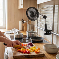 Clip-on Rechargeable Fan with Extendable Arm, Large Airflow, Ultra-Quiet for Desk, Bed, Dorm
