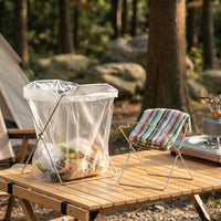 Foldable Trash Bag Stand, Yellow Bag Stand for Camping & Barbecues, Sturdy Wire Garbage Bag Holder, Silver Waste Collector