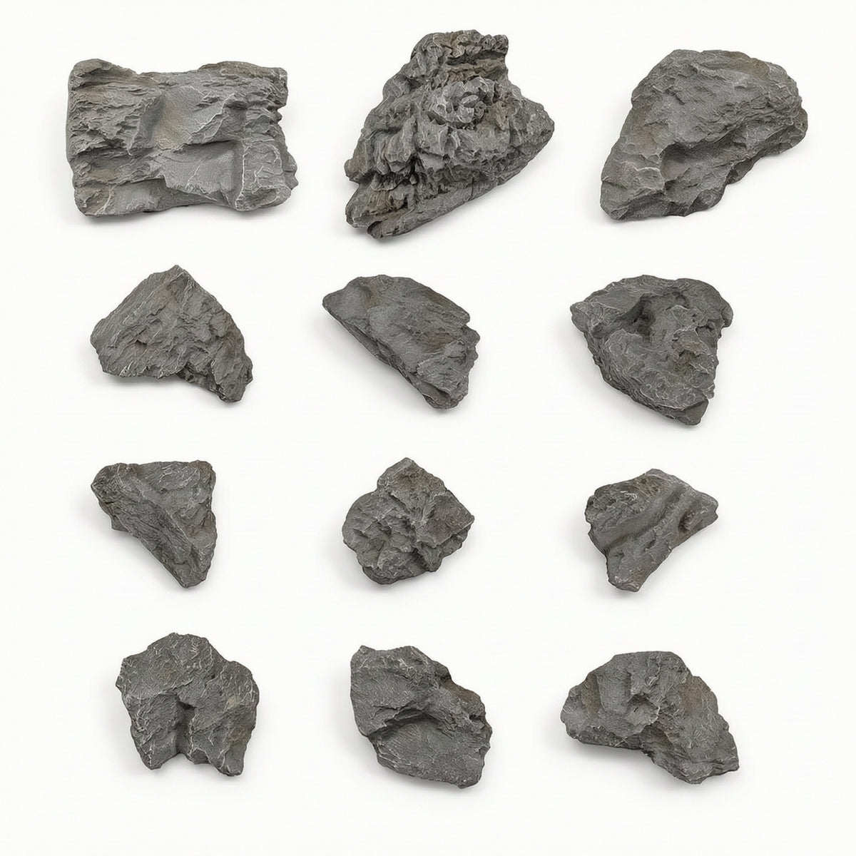 12 Pieces PU Foam Rock Model Rough Textured Foam Rock with Lichen Decorative Artificial Stone Lightweight Decor Irregular