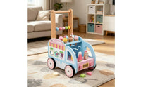 Wooden Ice Cream Pusher Multifunction Ice Cream Pusher Educational Learning Walking Toy for Young Children, Infants, Indoor, Playroom