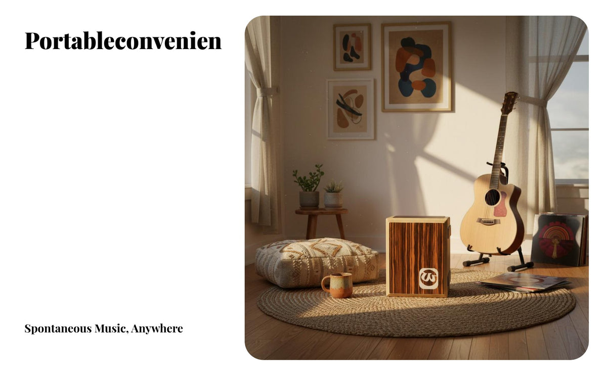 Portable Design Flat Cajon Slim Profile Flat Panel Slap Drum Adjustable Snare Percussion Instrument Two Sound Zones for Percussionists, Music Students, Live Performance, Jam Sessions, Studio Recording, Parties