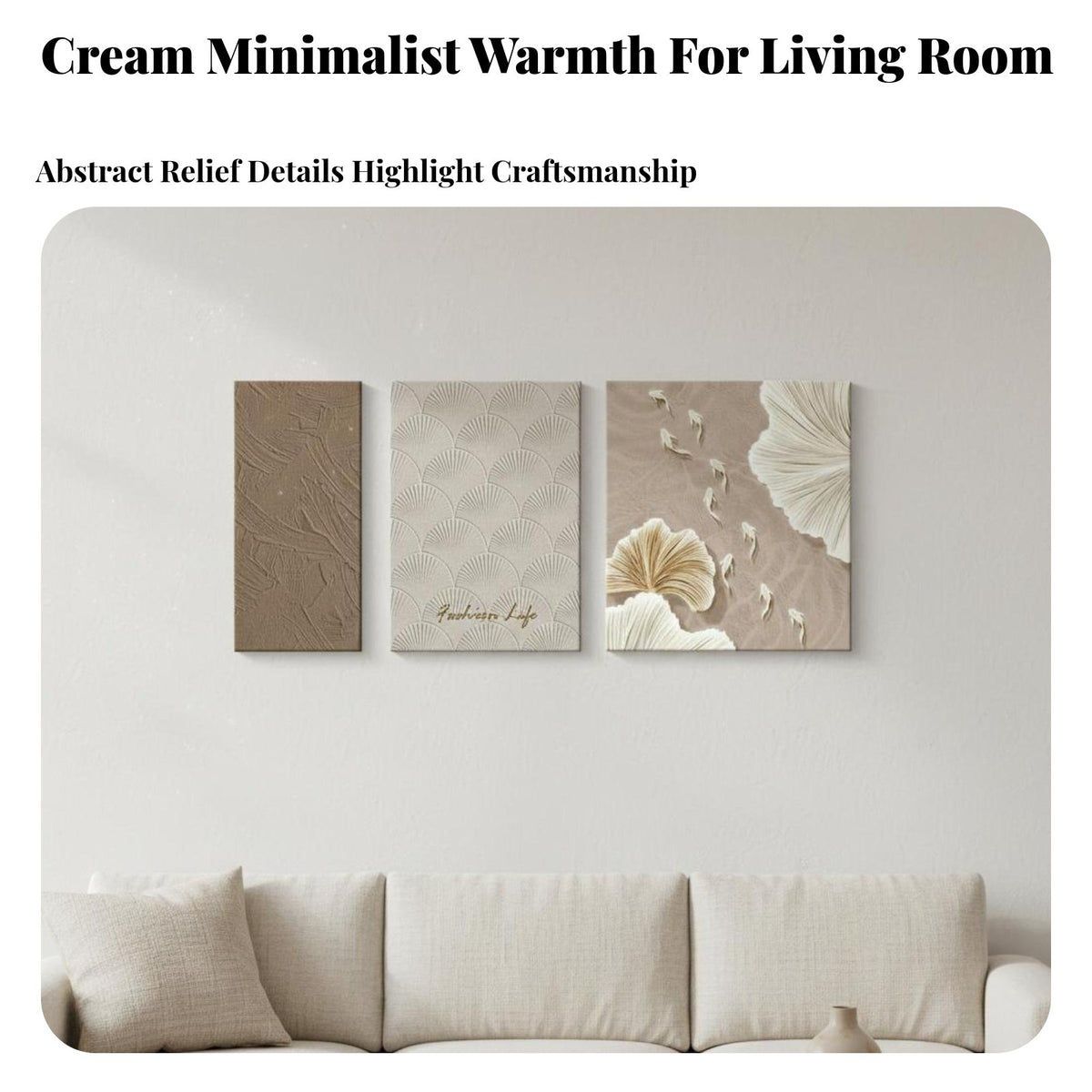 3 Pieces Minimalist Design 3 Piece Floral Wall Decor High-Clarity Printing Triptych Canvas Prints Ready to Hang 3D Relief Flower Art Fade-Resistant for Homeowners, Interior Decorators, Adults, Living Room, Bedroom, Hallway, Bathroom