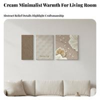 3 Pieces Minimalist Design 3 Piece Floral Wall Decor High-Clarity Printing Triptych Canvas Prints Ready to Hang 3D Relief Flower Art Fade-Resistant for Homeowners, Interior Decorators, Adults, Living Room, Bedroom, Hallway, Bathroom