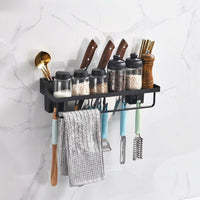 Cabinet Organizer and Metal Spice Rack for Kitchen Shelves, Wall Mounted Seasoning Made of Space Aluminium for Home Cooks