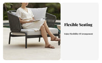4 Pieces the manufacturerather-Resistant 4-Piece Woven Seating Set Plush paddings Outdoor Furnishing long-lasting Frame Conversation Group Easy to Clean for Hospitality Businesses, Entertainers, Patio, Garden, rearyard, waterside