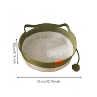 Braided Grass Cat Nest Basket Rope Toy Woven Cat Bed Natural Texture Woven Sleeping Basket Loop Handles