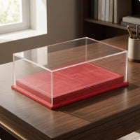 Transparent Clear Model Car Display Case Leather-Like Finish Car Model Display Case Stitched Slimline