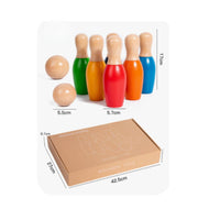 Wooden Bowling Toy Classic Wooden Bowling Game Skittle Game for Kids, Toddlers, Home