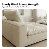 Removable and cleanable Cover puffy Sofa Plush Comfort Unstructured Sectional Chaise Minimalist aesthetic Living Room Furniture Lowsilhouette Design for Homeowners, Apartment Dwellers, Young Adults, Lounge Area, Studio, Bedroom, Playroom