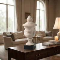 Vase with Lid Ornate Vase with Pedestal Antique Classical Looking Urn for Homeowners, Grand Lobby