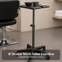 Height Adjustable Trolley with Dye Bowls Mobile Design Rolling Hair Tool Organizer Multiple Storage Compartments Hairdressing Vehicle for Colorists, Barbers, Beauticians, Barbershop, Beauty Studio, Spa