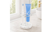 Toothbrush and Toothpaste Holder Waterproof Toothbrush Holder with Resin Base Round Countertop Organizer for Vanity