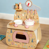 Wooden Play Kitchen with Accessories Kids Tabletop Toy Cooker Young Child Wooden Play Kitchen Set for Playroom
