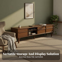 TV Stand with Storage Sturdy Construction Wooden Entertainment Center Tapered Legs Mid-Period Contemporary Television Cabinet for Homeowners