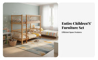 Solid Wood Bunk Bed Guardrail Wooden Bunk Bed Sturdy Construction Bedroom Furniture for Teenagers, Guests, Small Room, Dormitory, Apartment