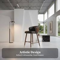 Nordic Design Bar Chair with Backrest Minimalist design & aesthetic Upholstered Bar Stool Footrest Included Seating Furniture Sturdy Frame for households, Adults, Kitchen Island, Cafe, Lounge, Dining Room