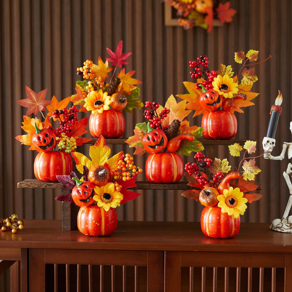 Halloween Maple Leaf and Pumpkin Decoration Set for Autumn Festival