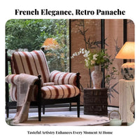 French Vintage design Highrear Wooden Armchair Removable Cover Upholstered Armchair easy-clean seat pad Accent Chair mid-centuryera Design for Homeowners, Adults, Renters, Living Room, perusing corner, Bedroom, Apartment
