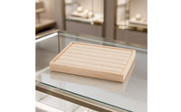 Grooved Jewelry Tray Wood-Look Jewelry Display Tray Accessory Storage Padded Shallow