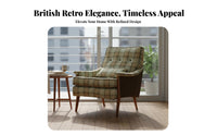 Highsupport Design Upholstered highsupport armchair Vintage design Upholstered highsupport armchair Chair hardwood Wood Legs Single Sofa Comfortable Seating for Homeowners, Adults, Readers, Living Room, perusing corner, Bedroom, Home Office