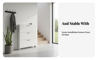 Solid Wood Construction Slim Shoe Cabinet Space Saving Entryway Shoe Storage Large Capacity Wooden Entryway Cabinet Easy Assembly for Families, Homeowners, Apartment Dwellers, Hallway, Bedroom, Closet, Living Room