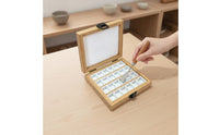 Natural Bamboo Storage Box with Latch Divided Bamboo Box with Lid Hinged Compartment Organizer Compact for Artists, Desktop