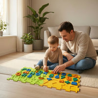 2 Pieces Sensory Puzzle Floor Mat Interlocking Textured Sensory Floor Tiles Tactile Mats Educational Puzzle Mats Soft