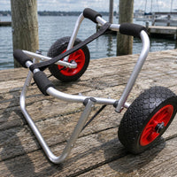 Treaded Wheels Kayak Cart Foam-Padded Handles Wheeled Kayak Cart Securing Strap Watercraft Trolley Triangular Support